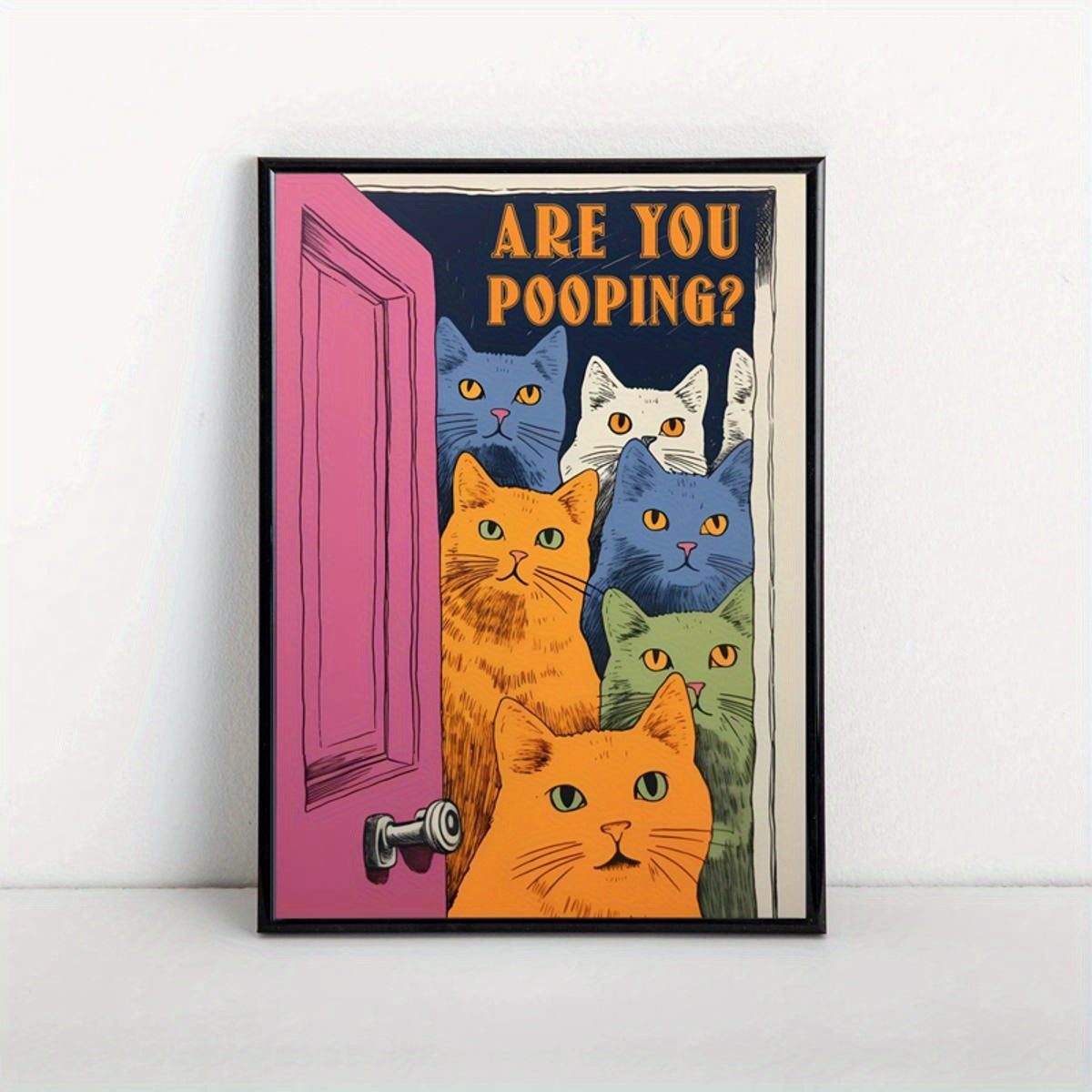 Cat Print For Toilet Are You Pooping Wall Print Wall Art