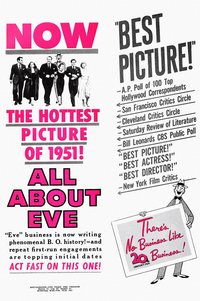 All About Eve (1950) Movie Canvas Poster