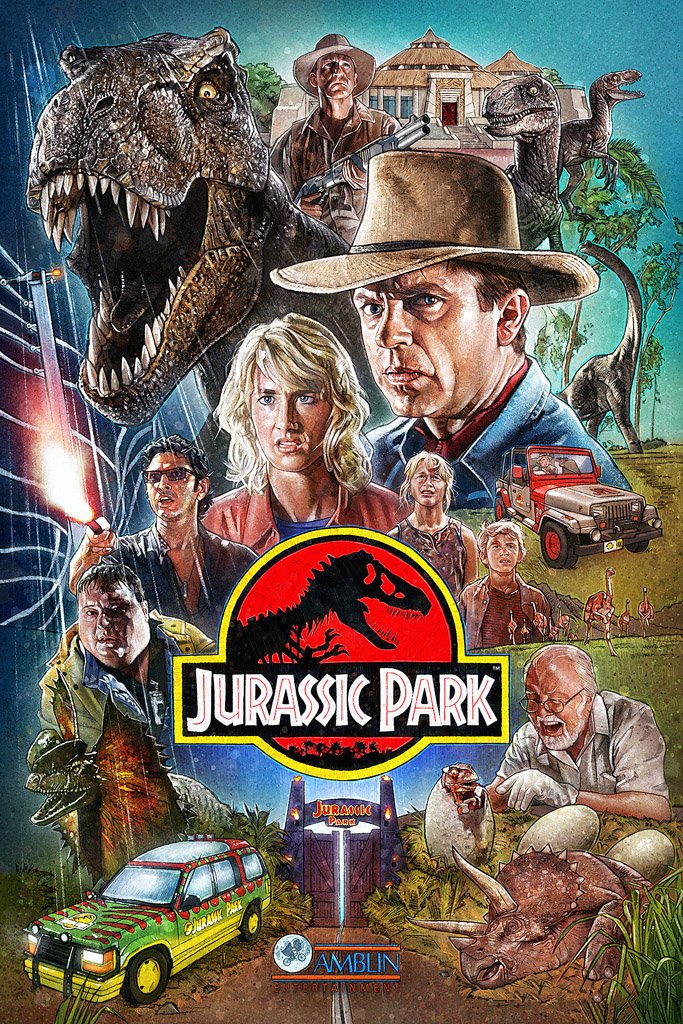 Jurassic Park (1993) Film Canvas Poster
