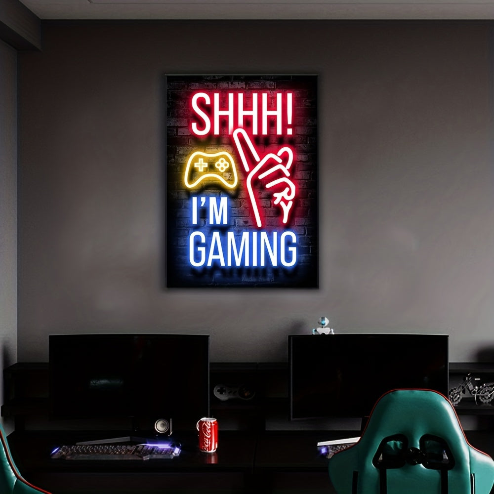 Neon Game Canvas Poster: Ideal Wall Decor for Gamers' Spaces