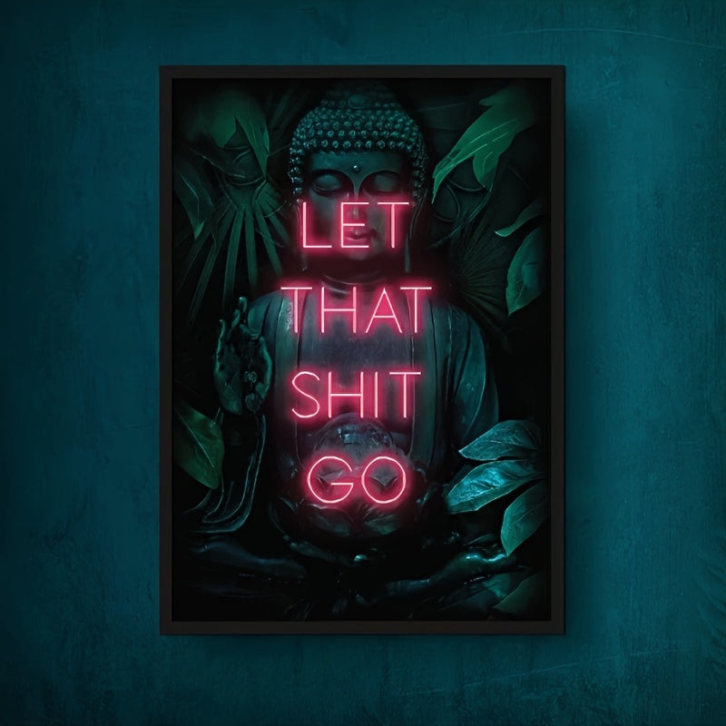 Neon Buddha Yoga Zen Canvas Wall Art