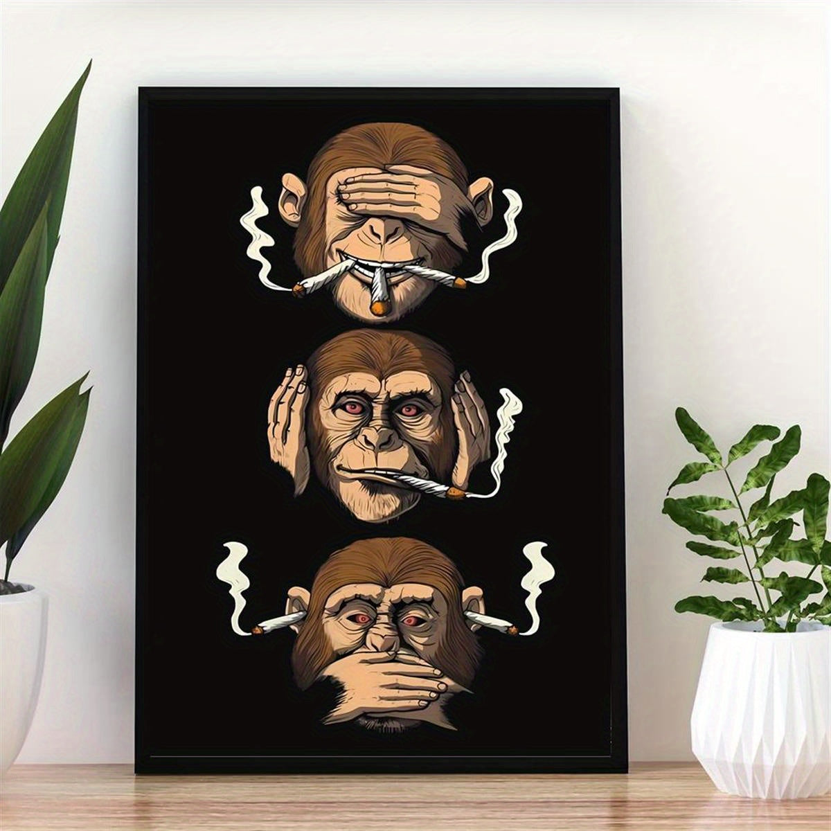 3 Wise Monkeys Smoking Weed Wall Decor