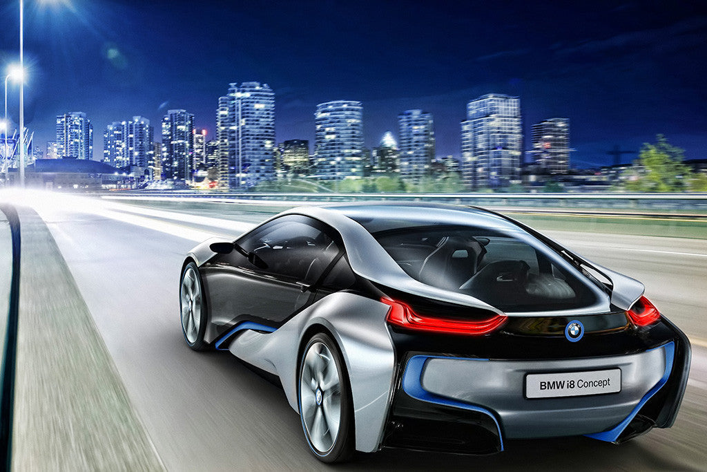 Car BMW I8 Concept City Poster