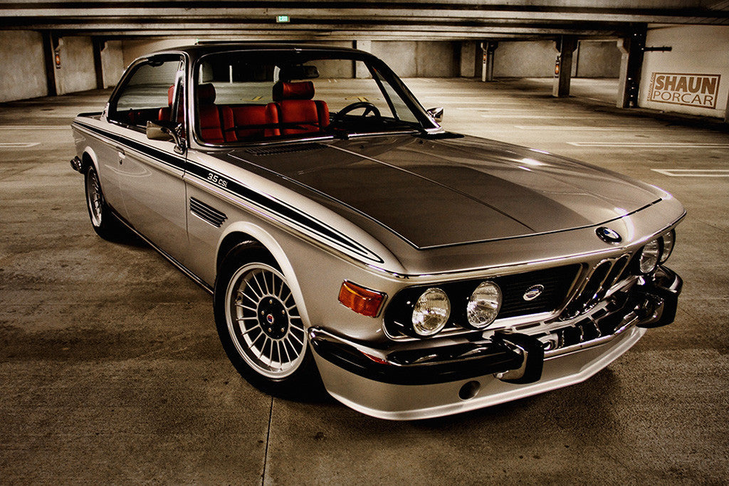 BMW E9 CSL Retro Vintage Car Auto Poster