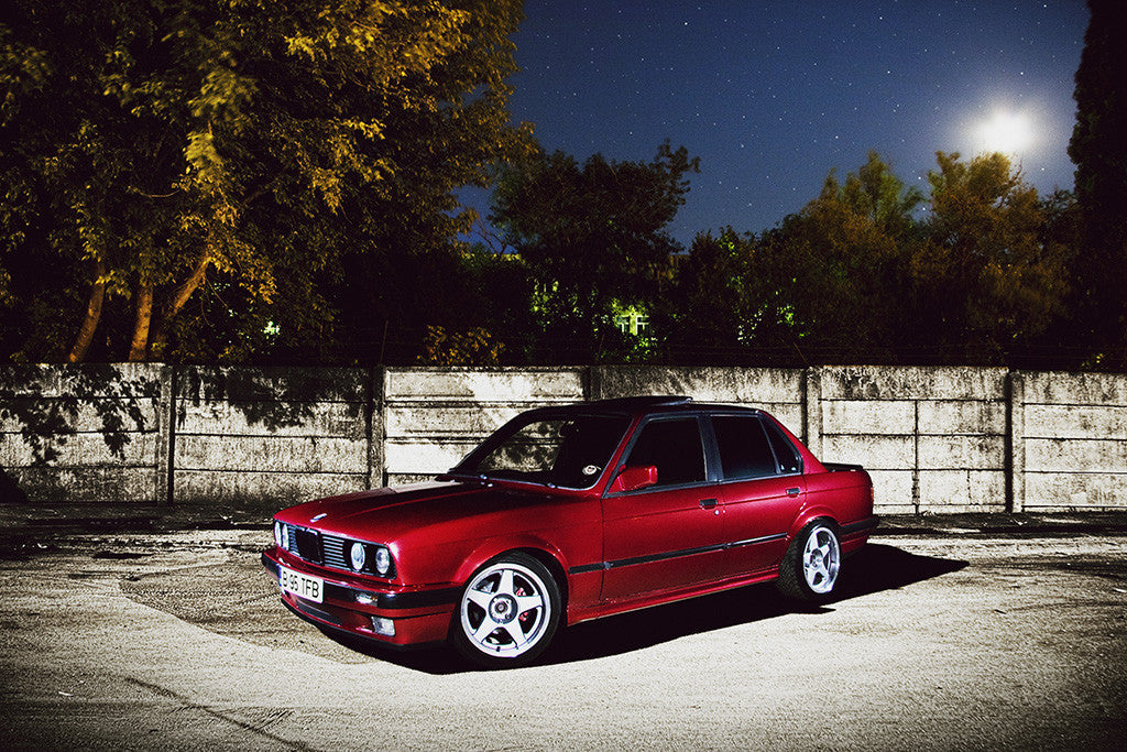 BMW 3 Series E30 Retro Vintage Red Car Auto Poster