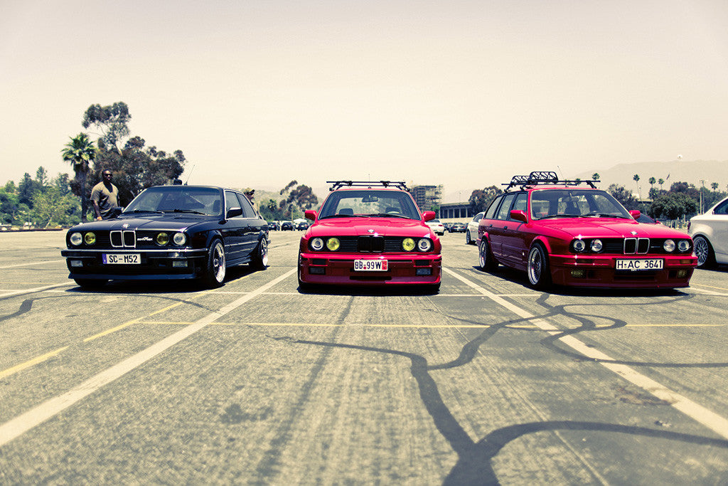 BMW E34 M5 E30 Retro Vintage Old Car Auto Poster