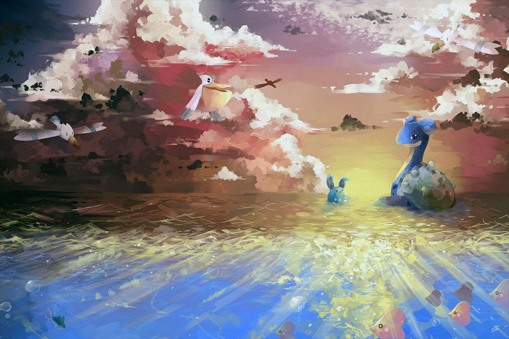 Lapras Pelipper Wingull Luvdisc Pokemon Poster