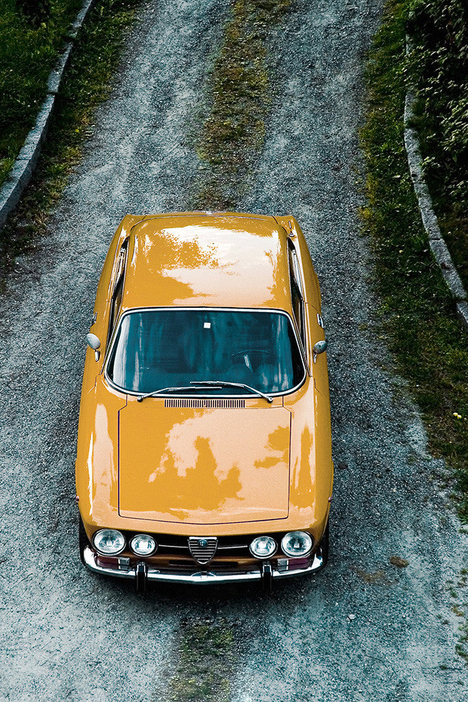 Retro Car Yellow Alfa Romeo Poster