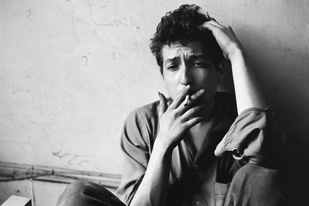 Bob Dylan Smoking Black and White Poster