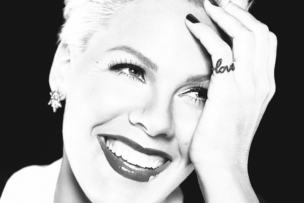 P!nk Pink Face Close Black and White Poster