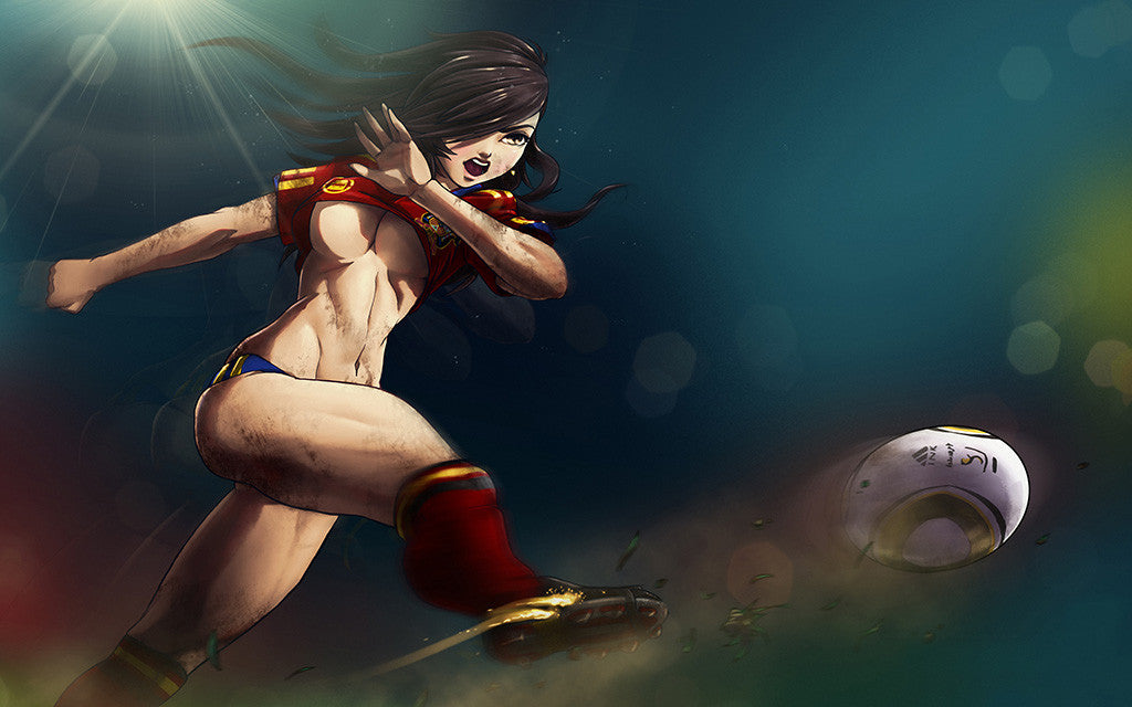 Sexy Hot Anime Girl Team Spain Football Poster