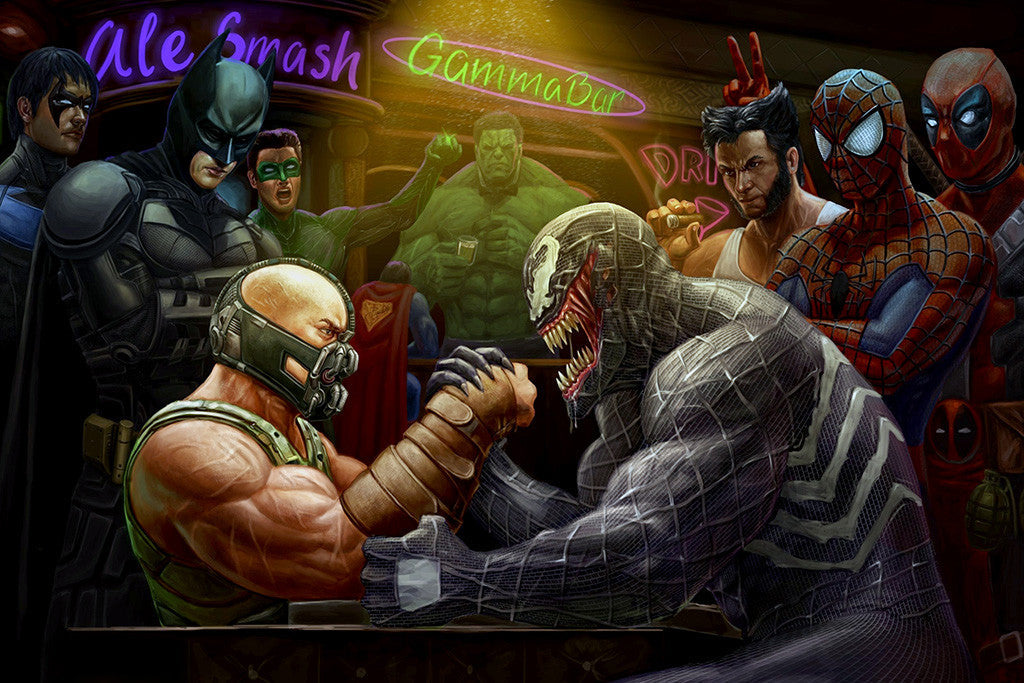 Spider-Man Wolverine Hulk Batman Bane Comics Poster
