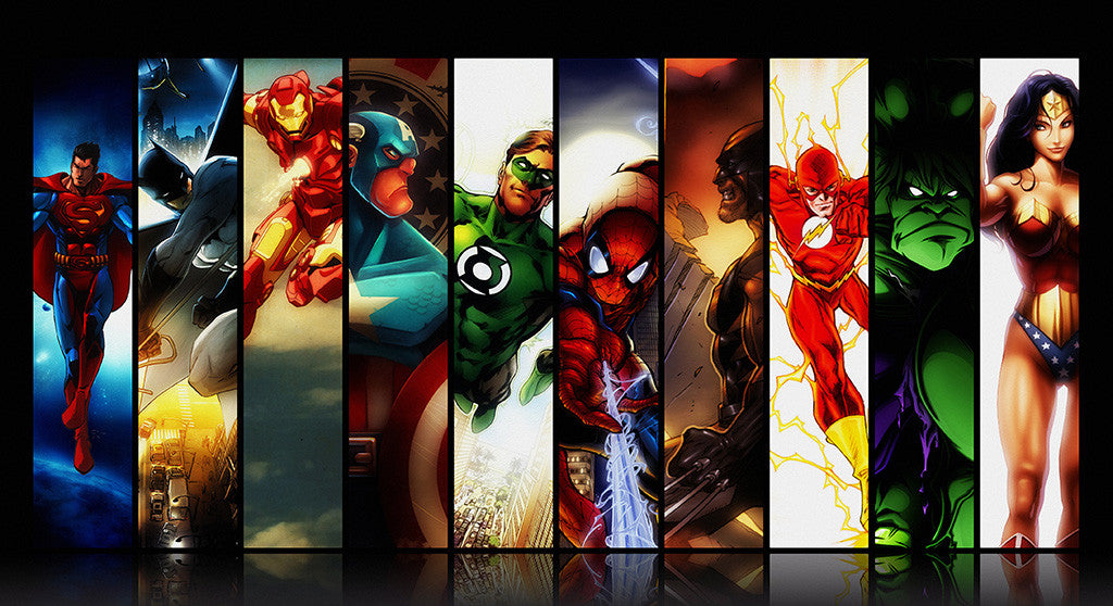 Superman Batman Iron Man Captain America Flash Comics Poster