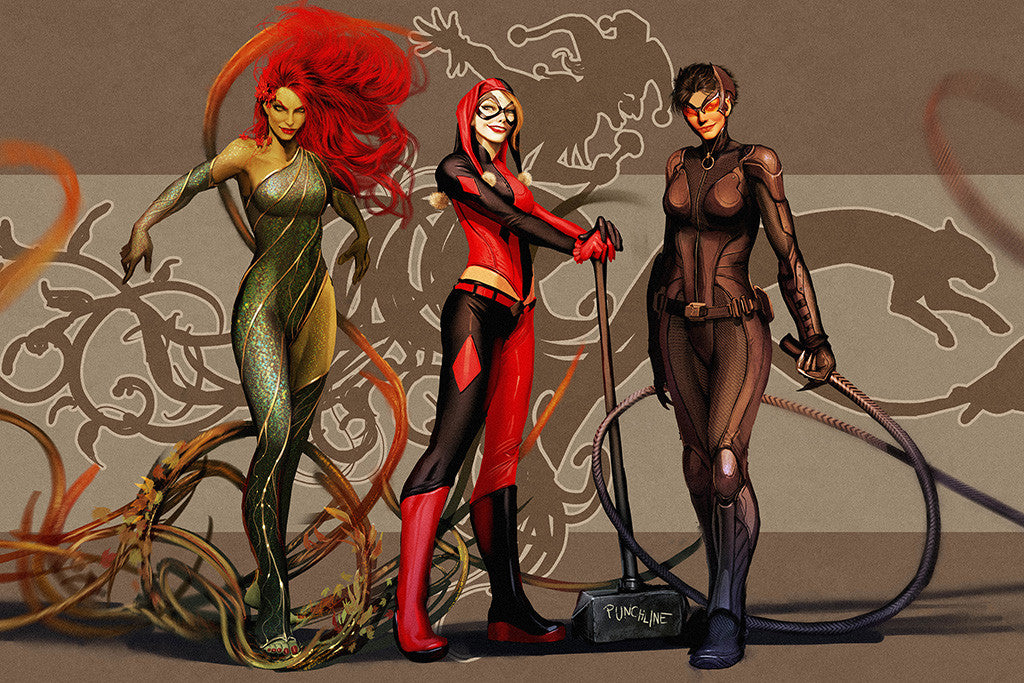 Catwoman Selina Kyle Harley Quinn Poison Ivy Comics Poster