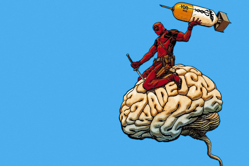 Deadpool Shot in the Brain Comics Poster