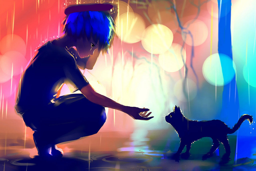Girl Cat Anime Poster