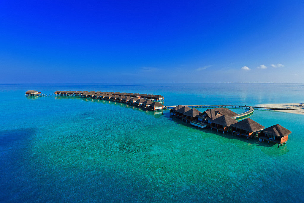 Maldives Sea Ocean Island Bungalows Poster