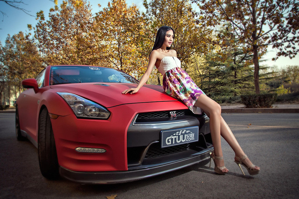 Nissan GTR Asian Korean Hot Girl Car Poster
