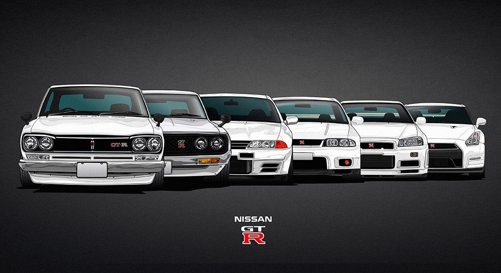 Nissan Skyline GT-R Evolution KPGC10 C10 C110 R32 R33 R34 R35 Cars Canvas Poster