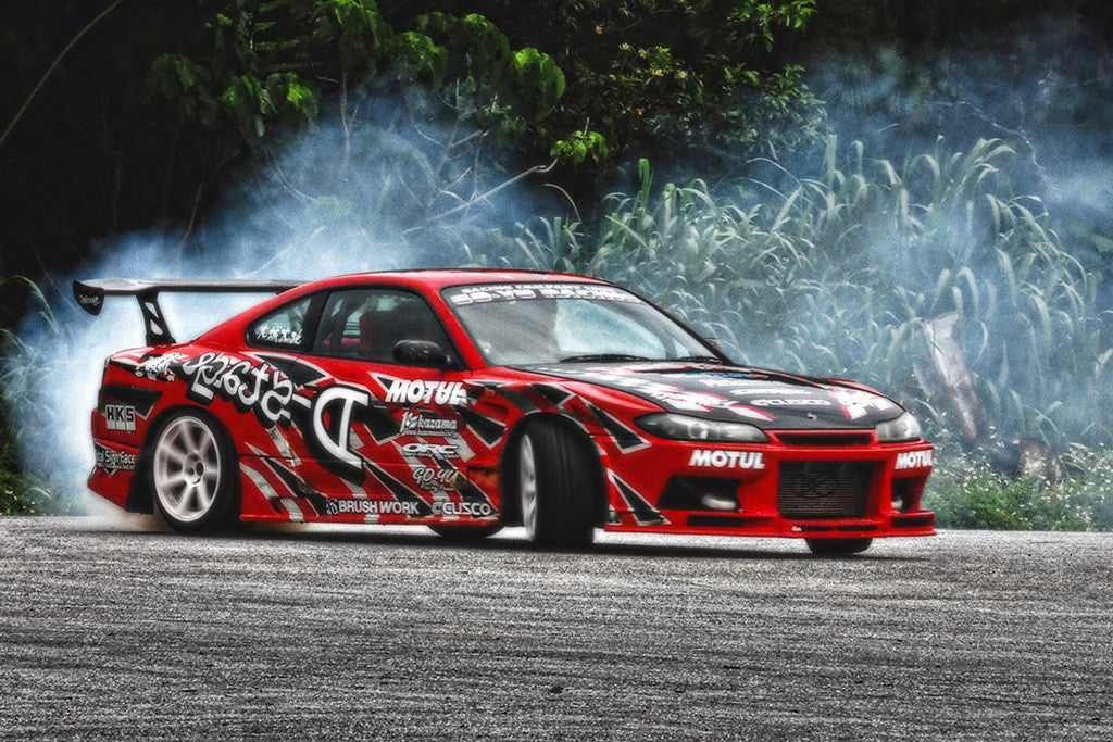 Nissan Silvia S15 Drifting Tuning Red Car Poster