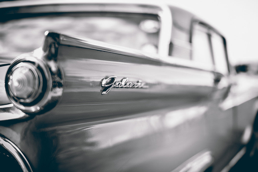 Galactic Retro Car Black and White Poster