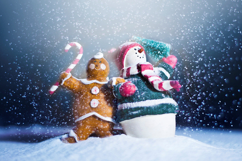 New Year Christmas Snowman Gingerbread Poster