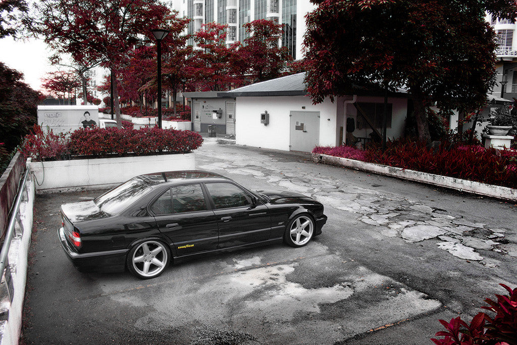 BMW E34 5 Series Black Poster