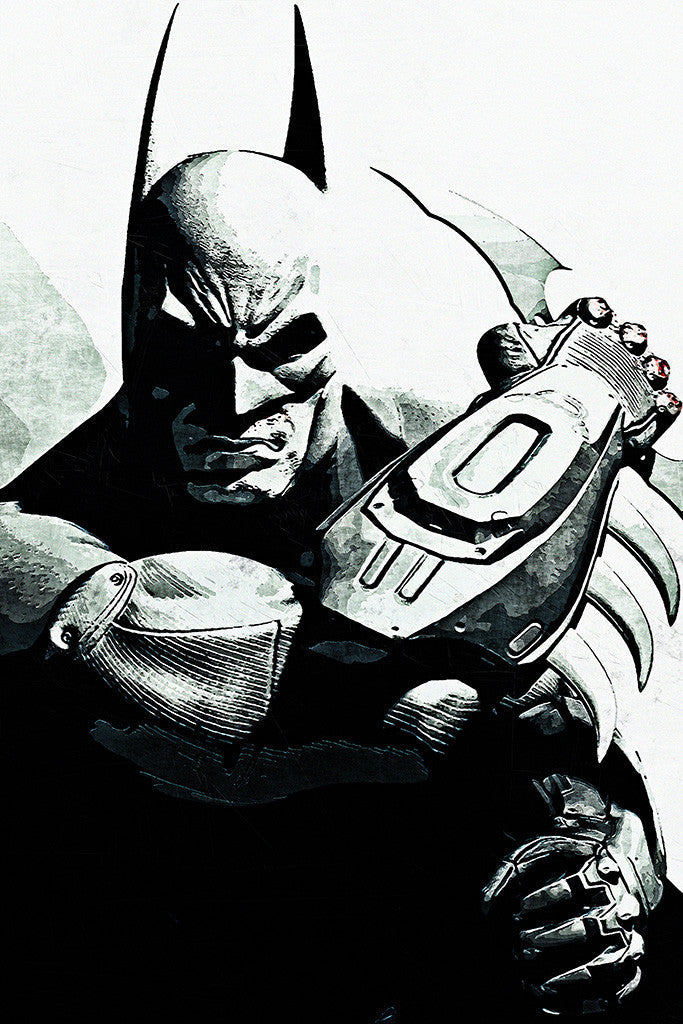 Batman Arkham Origin Black and White Poster