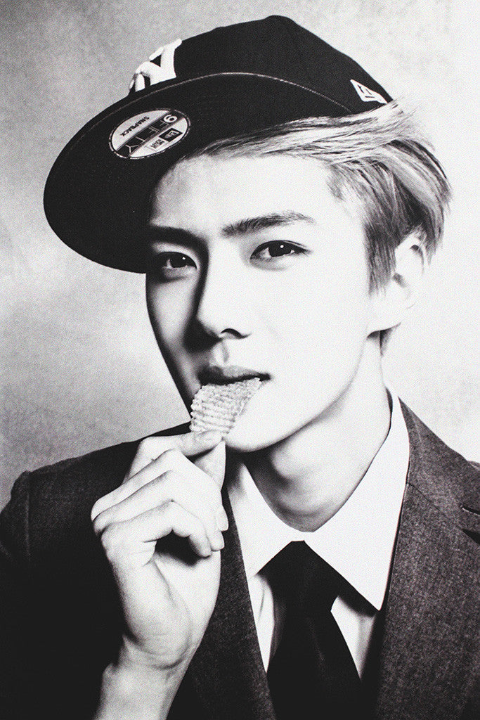 Sehun Exo Kpop Black and White Poster