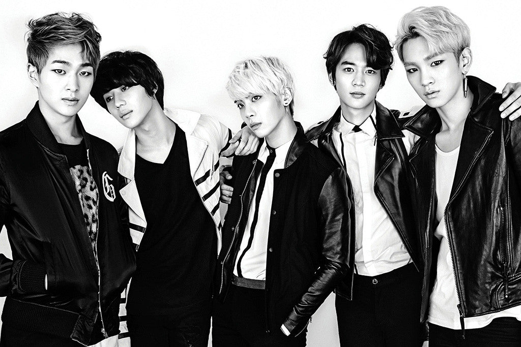 Shinee Musical Group Black and White Poster