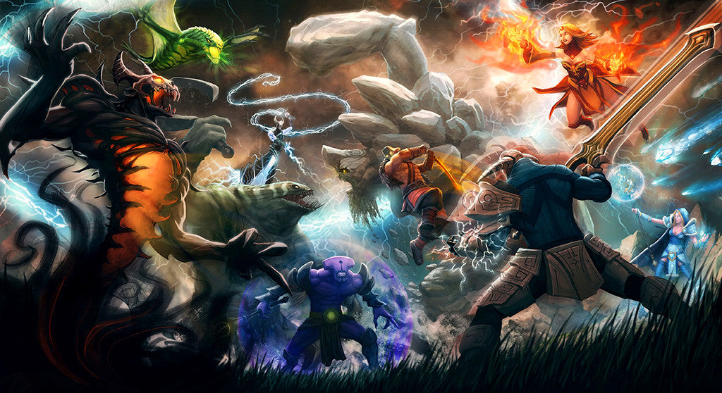 Dota2 WarCraft Heroes Battle Poster