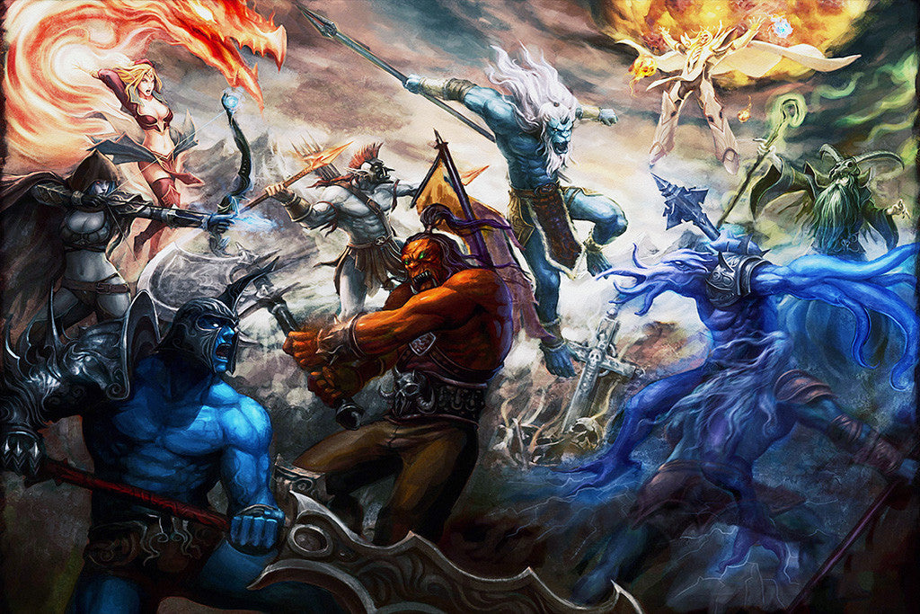 Dota 2 Defense of the Ancients Sven Phantom Lancer Invoker Kunkka Poster