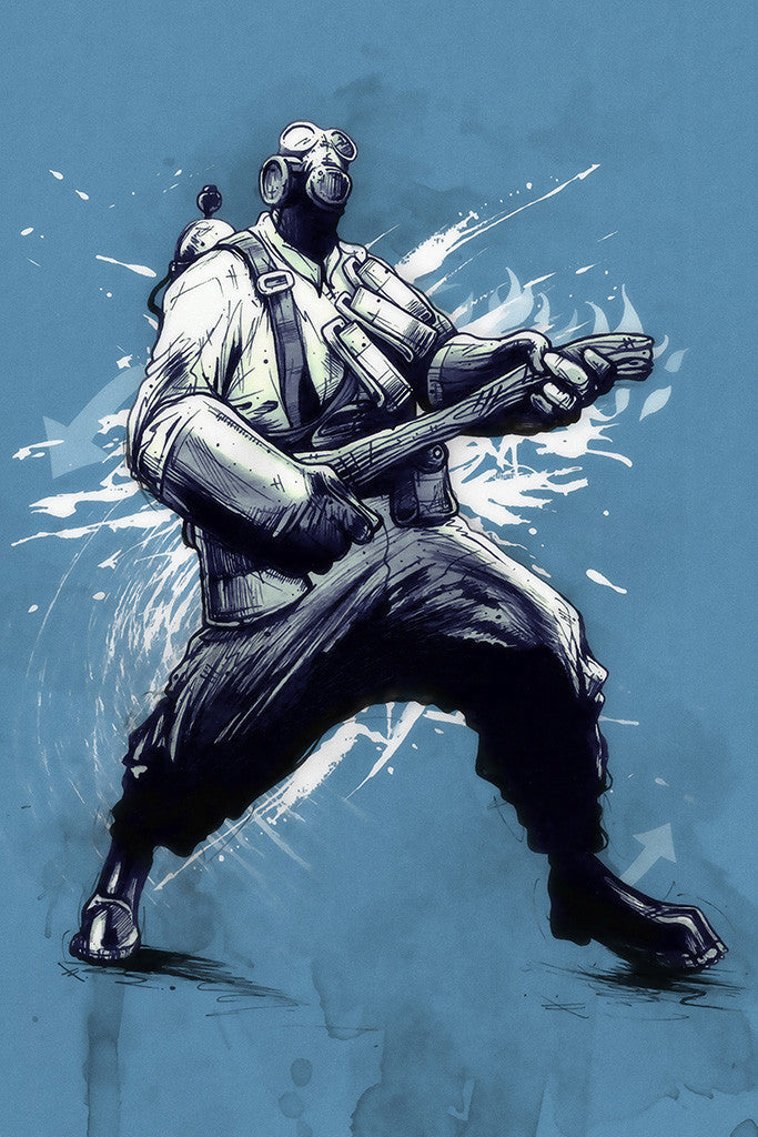 Team Fortress 2 Pyro Blue Art Poster