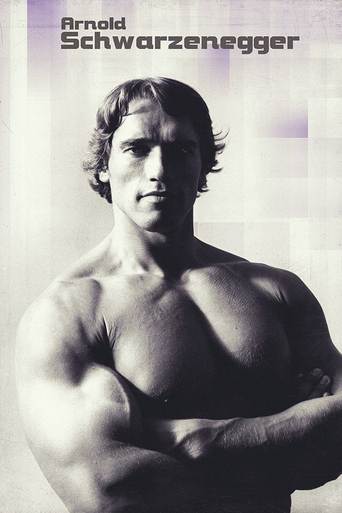 Arnold Schwarzenegger Young Black and White Poster