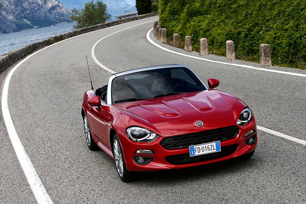 Fiat 124 Spider Red Poster