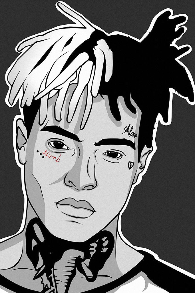 XXXTentacion Black and White Art Poster