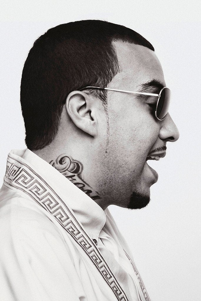 French Montana Black and White Poster