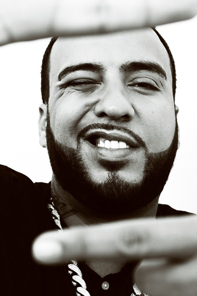 French Montana Black and White Close Up Poster