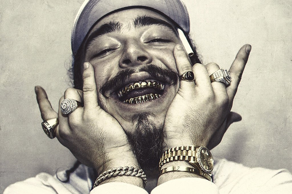 Post Malone Black and White Poster