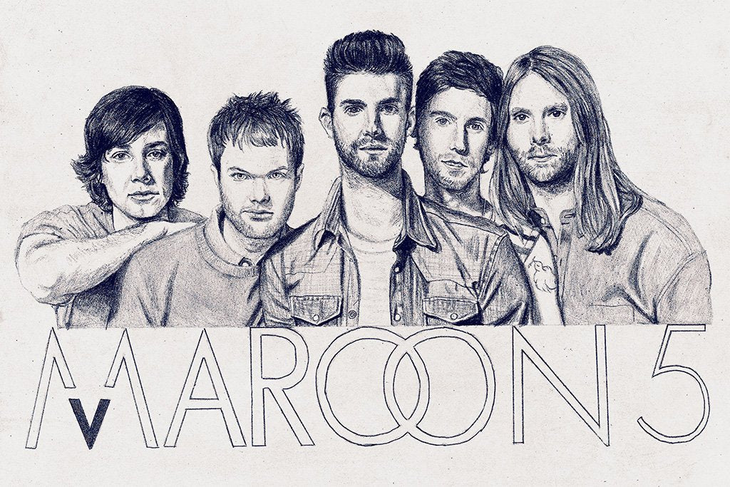 Maroon 5 Black and White Fan Art Poster