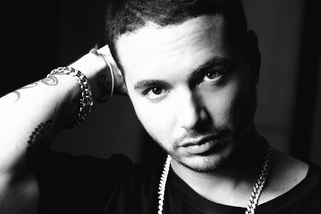J Balvin Black and White Poster