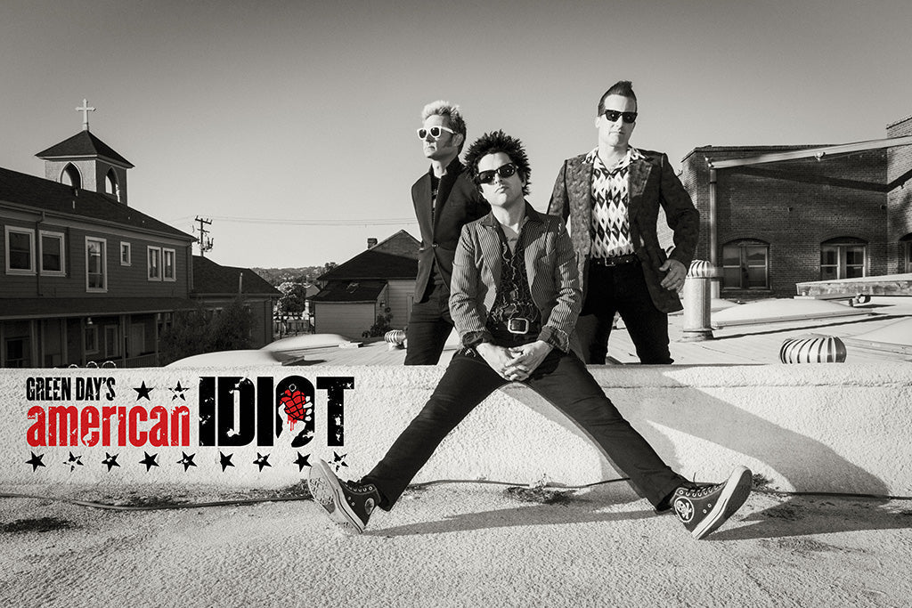 Green Day Pop Punk Band Black and White Poster