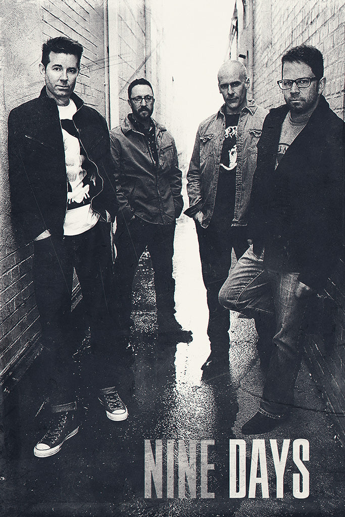 Nine Days Pop Punk Band Black and White Poster