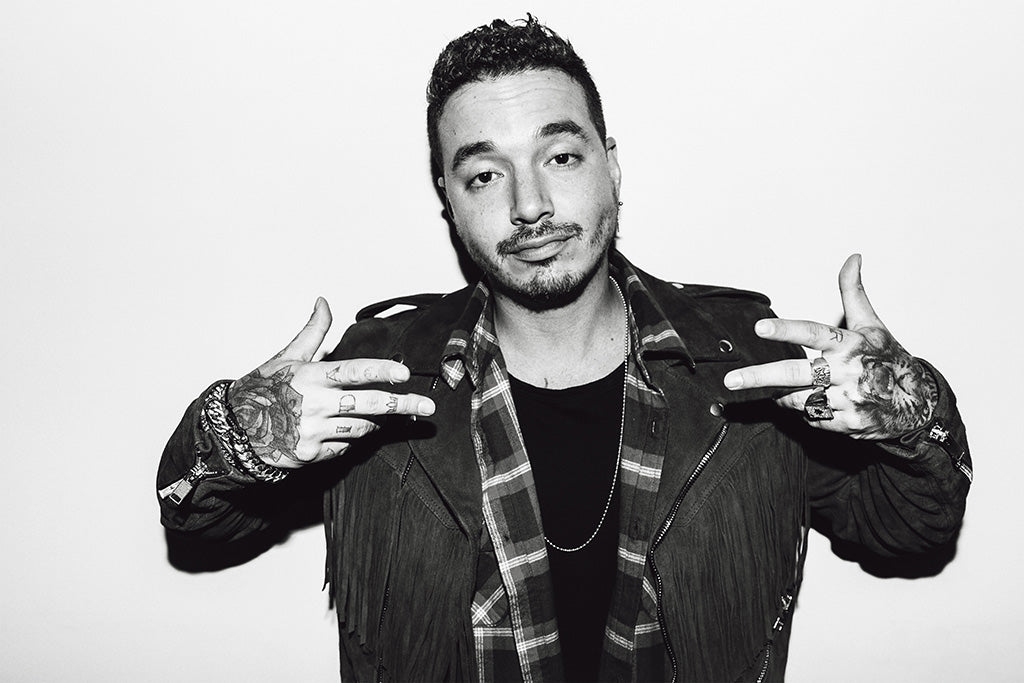 J Balvin Singer Black and White Poster