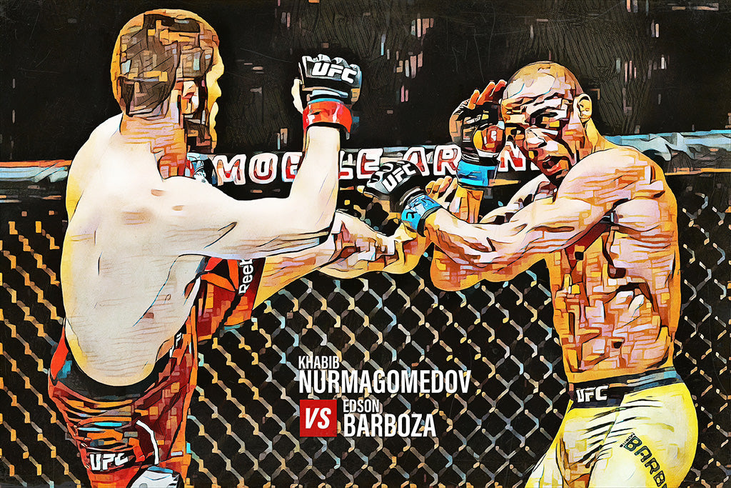 Khabib Nurmagomedov vs Edson Barboza MMA UFC Sport Art Canvas Poster