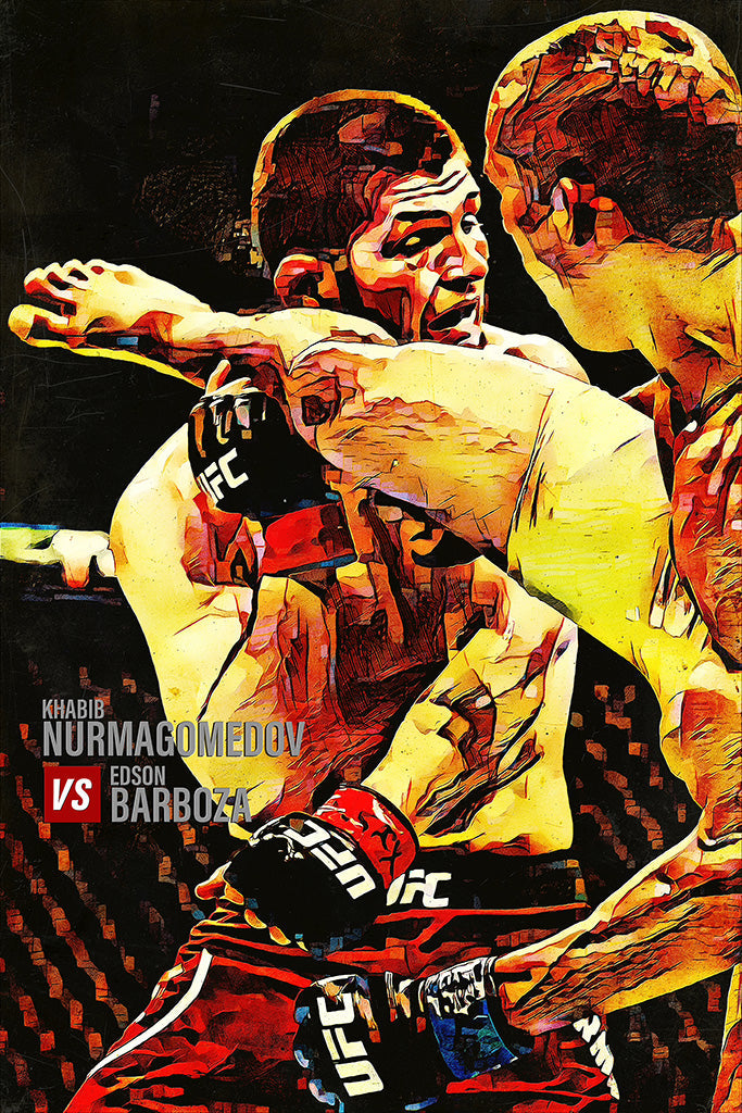 Khabib Nurmagomedov vs Edson Barboza Sport Art MMA UFC Canvas Poster