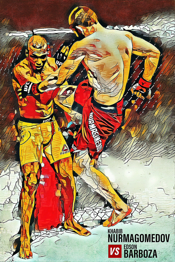 Khabib Nurmagomedov vs Edson Barboza UFC Sport MMA Art Canvas Poster