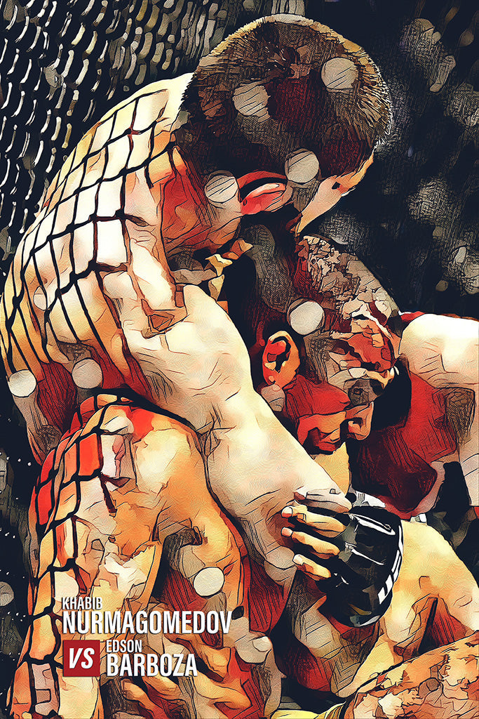 Khabib Nurmagomedov vs Edson Barboza MMA Sport Art UFC Canvas Poster