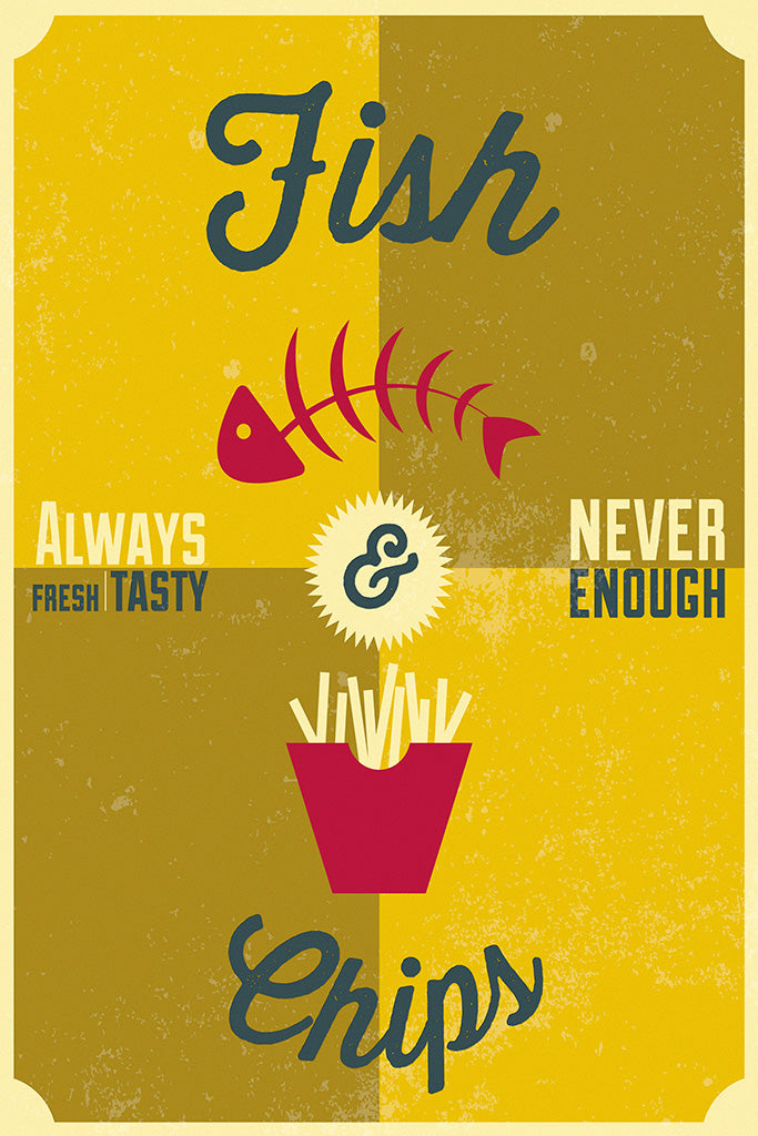 Fish and Chips Kitchen Canvas Poster