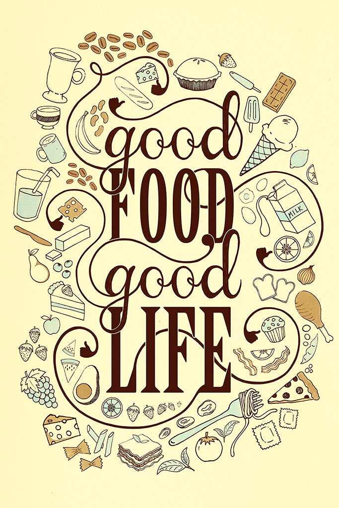 Good Food Good Life Kitchen Canvas Poster